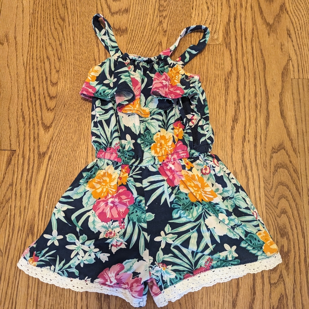 RMLA Romper Girls Toddler 4T Flowers Tropical Sleeveless Beach Pool One Piece